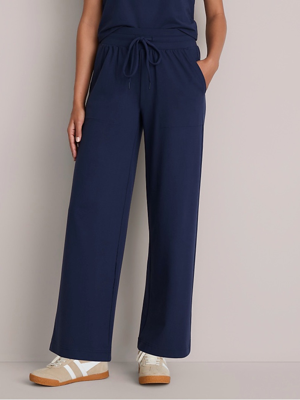 Navy Wide-Leg Drawstring Pants super soft